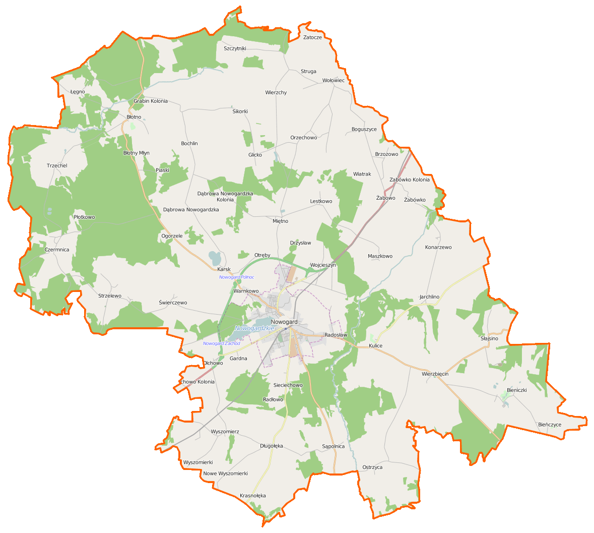 Map of Gmina Nowogard, Poland