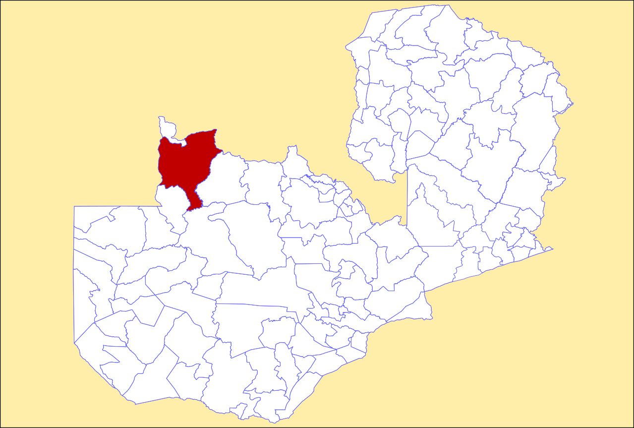 Locator maps of Mwinilunga District, Zambia