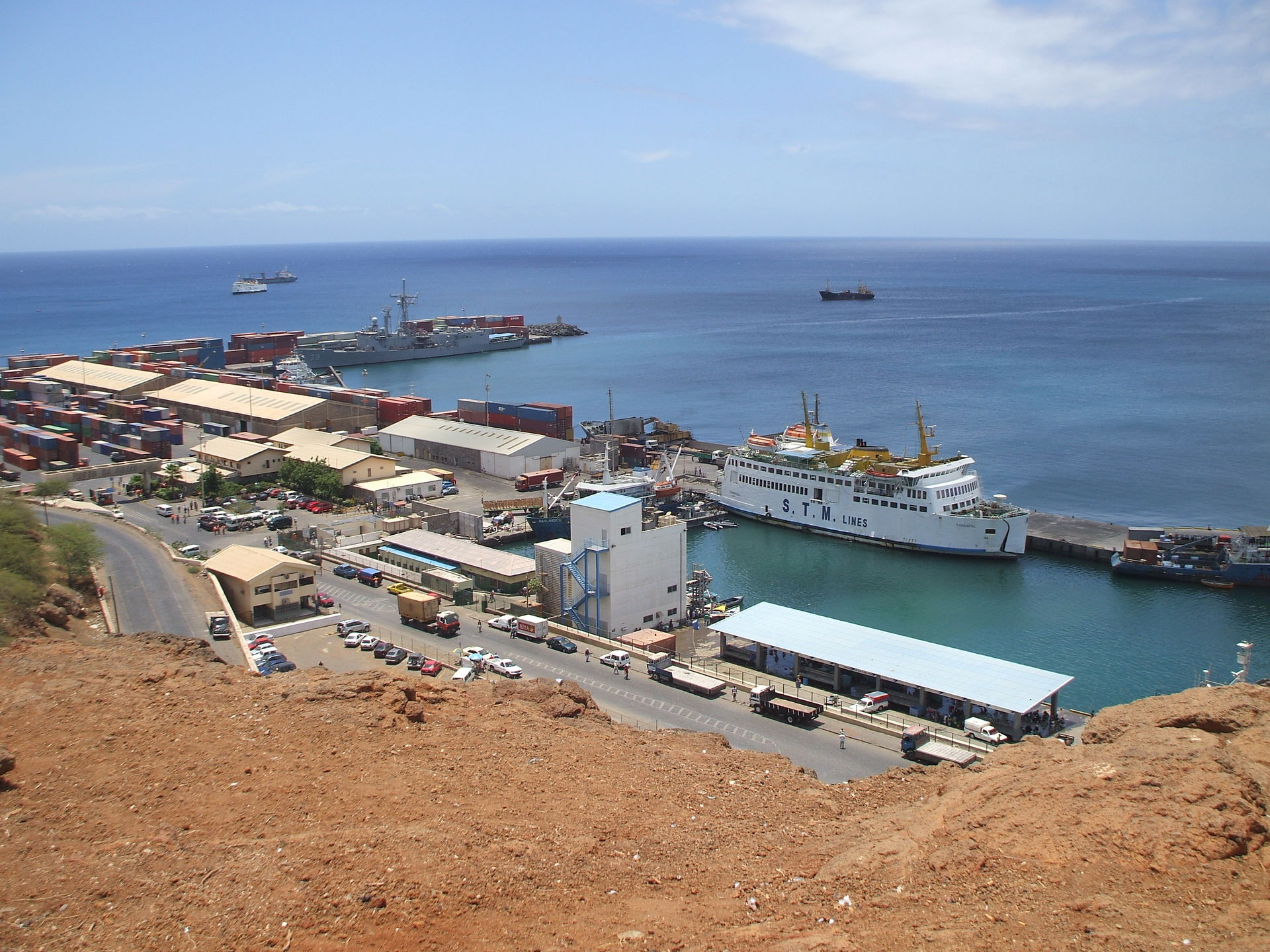 View over Praia’s Harbor from Achada Grande, in Praia