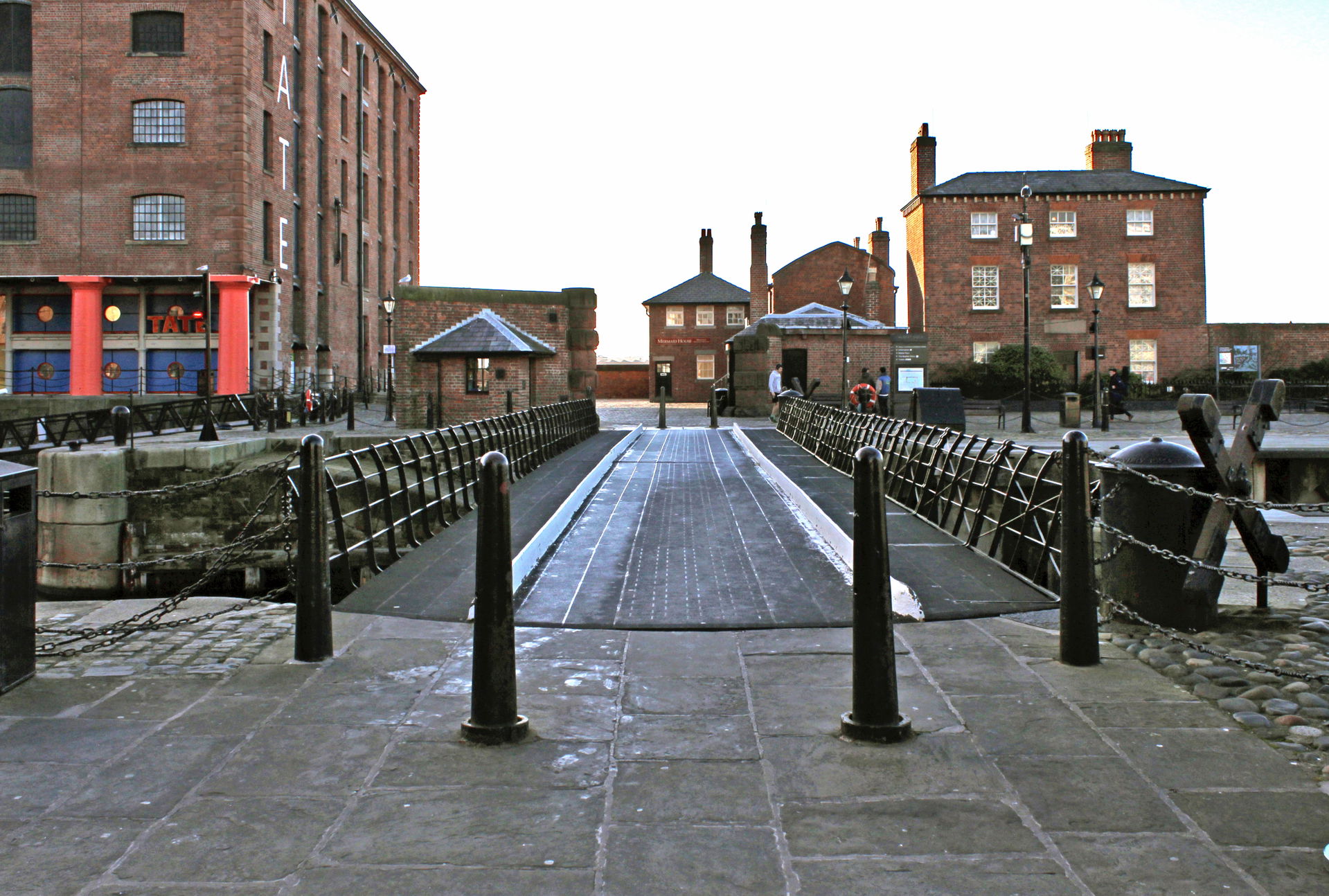 View west towards control building, Mermaid House, and the pier…
