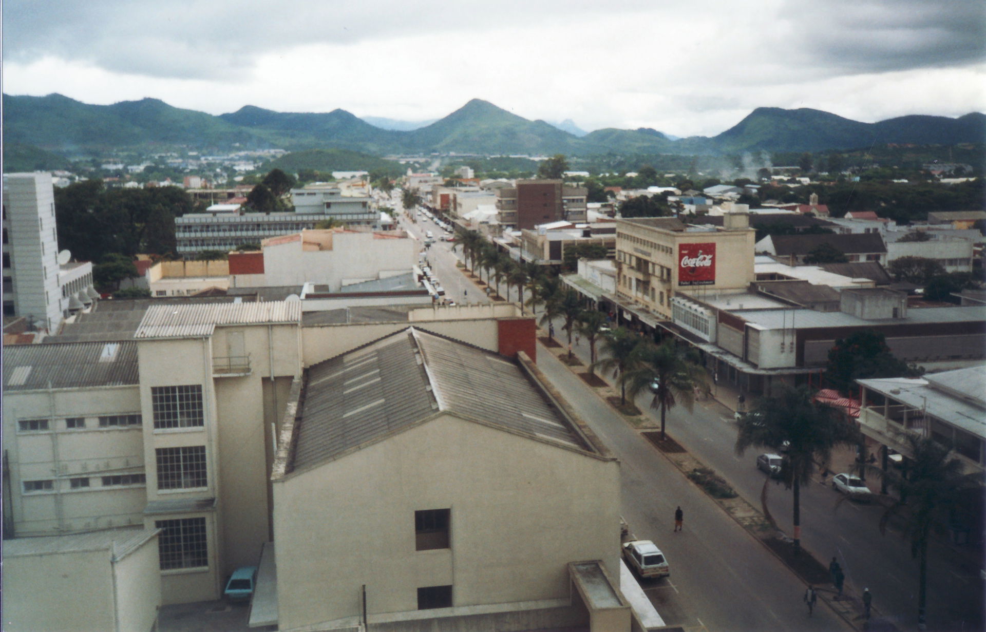 Mutare, aerial view of main street looking south. Taken late 20…