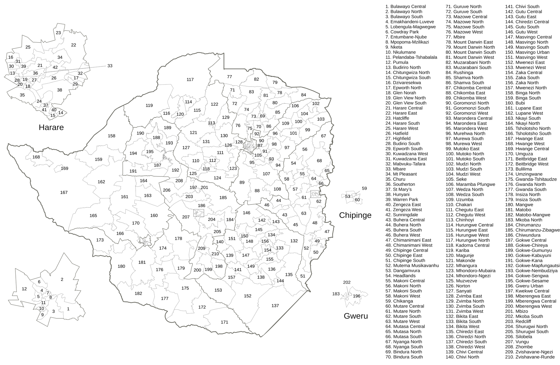 Constituencies for the House of Assembly election in Zimbabwe, …