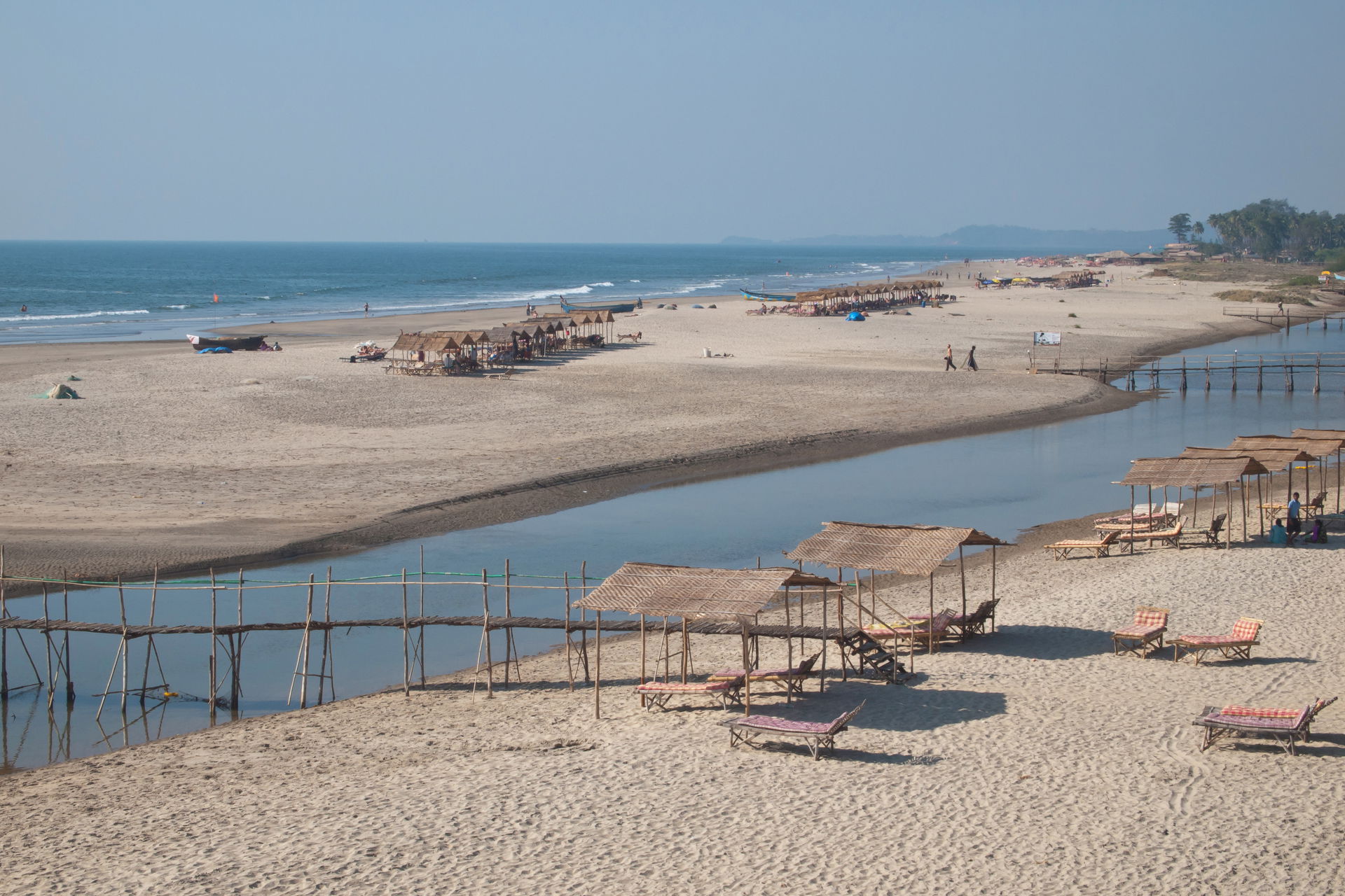 Mandrem Beach behind the Mandrem River in North Goa is a quiet …