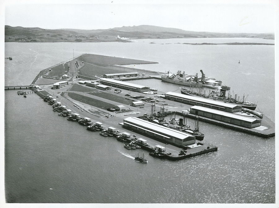 The new harbour at Bluff 
Southland, Bluff publicity photograph…