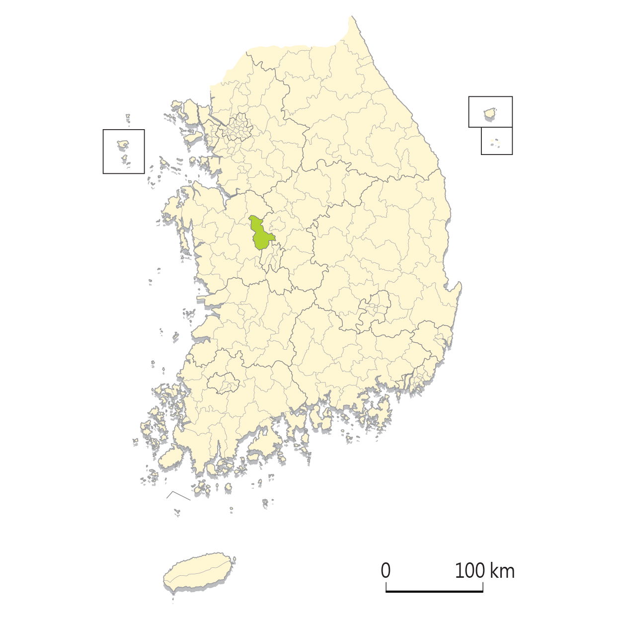 Map of South Korea with Sejong Special Autonomous City highligh…