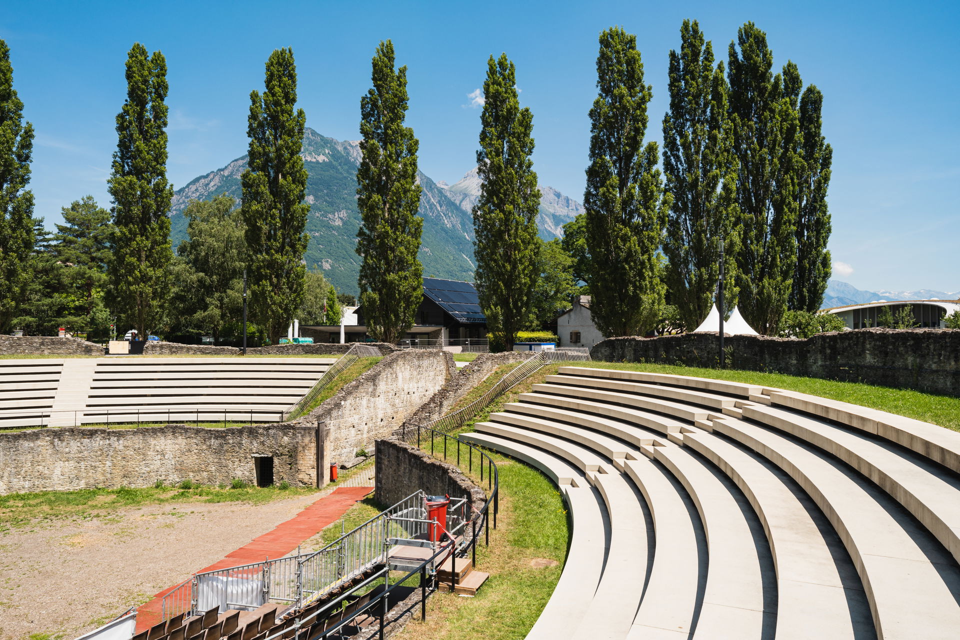 The stands to the east of the Roman amphitheatre in Martigny, S…