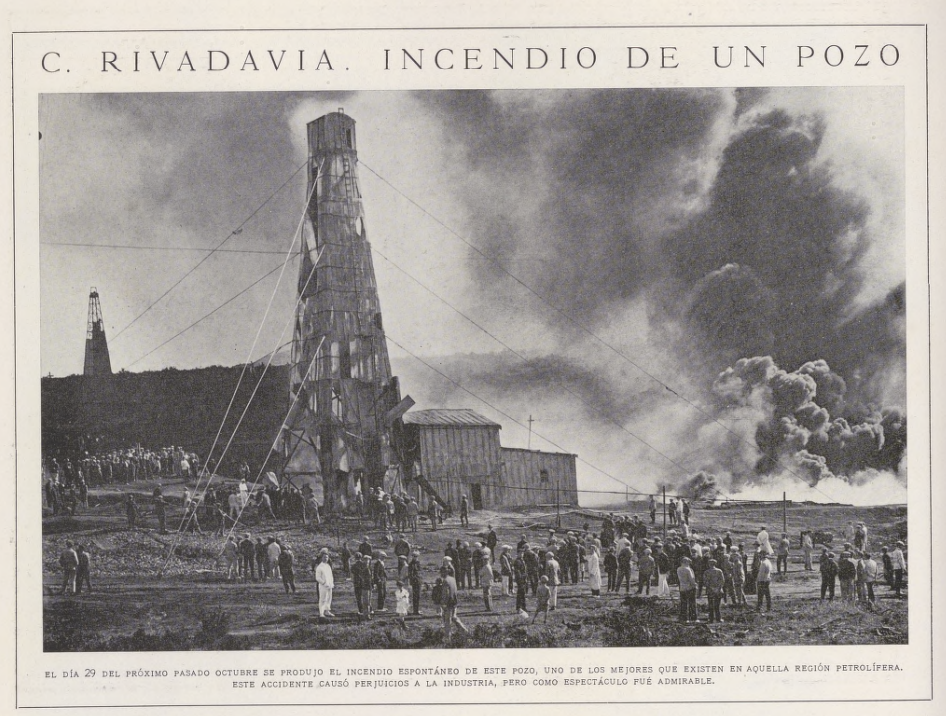 Incendio en pozo petrolero de Comodoro Rivadavia en 1922