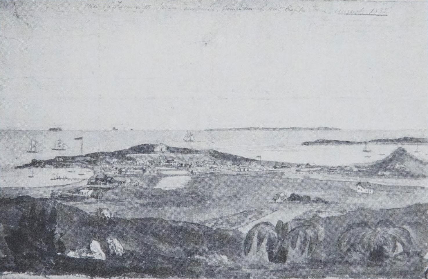 1832 sketch of Fremantle, Western Australia
