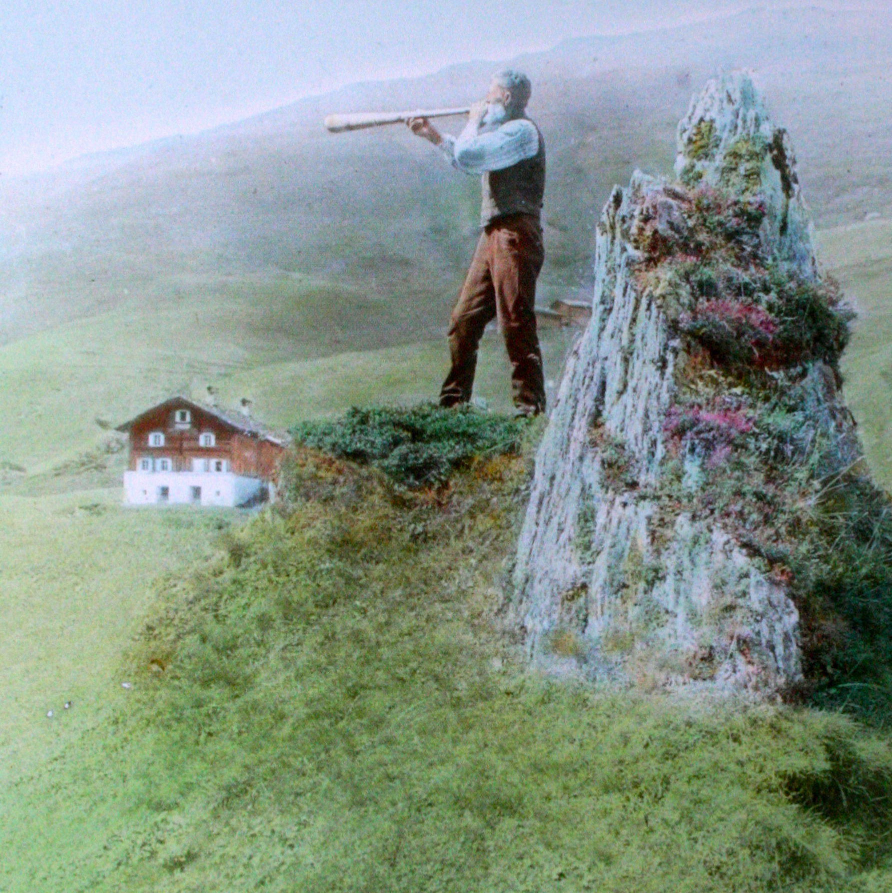 Hirte mit de:Tiba im Safiental beim Turrahus, 1910