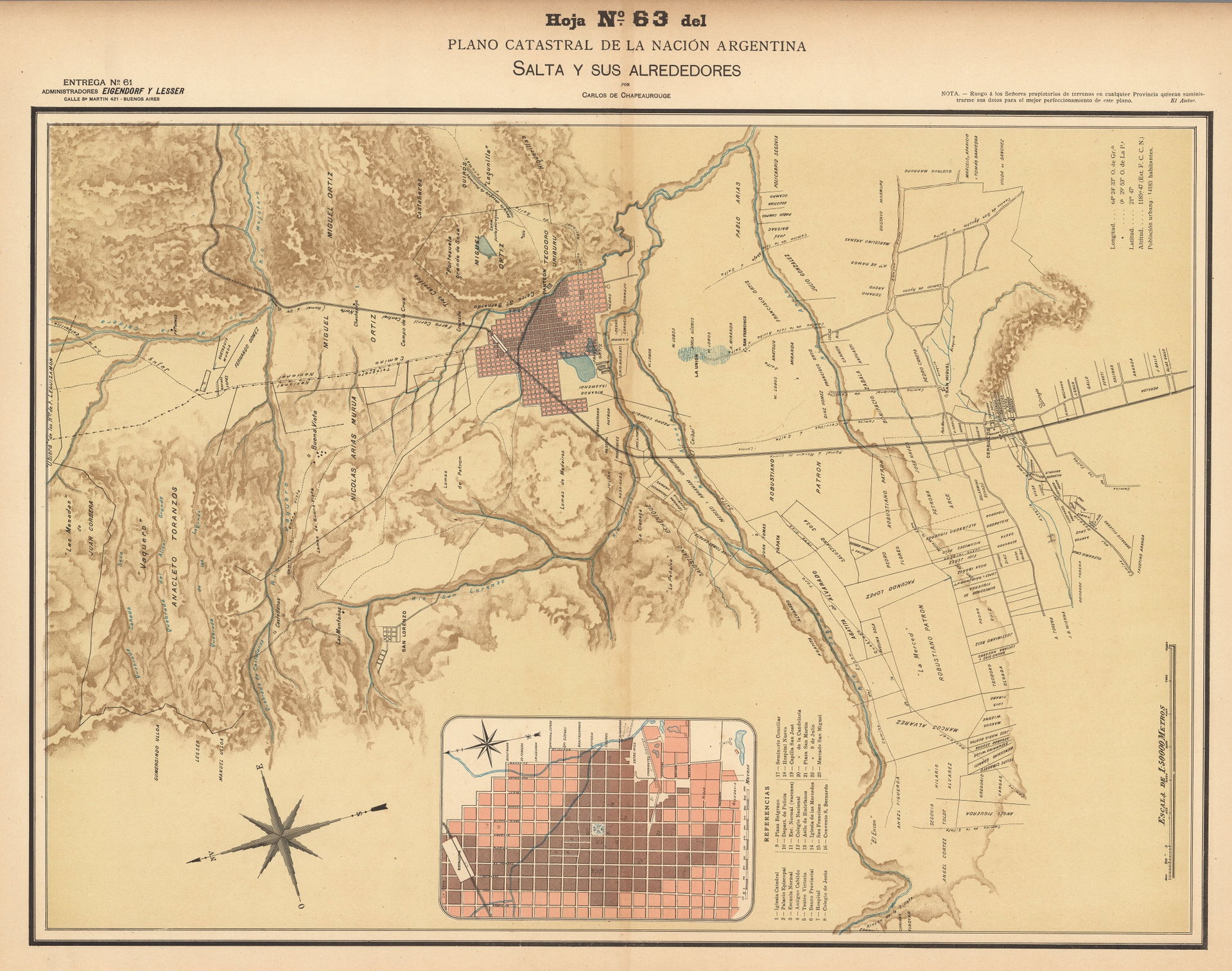 Old map of Salta Argentina from 1901