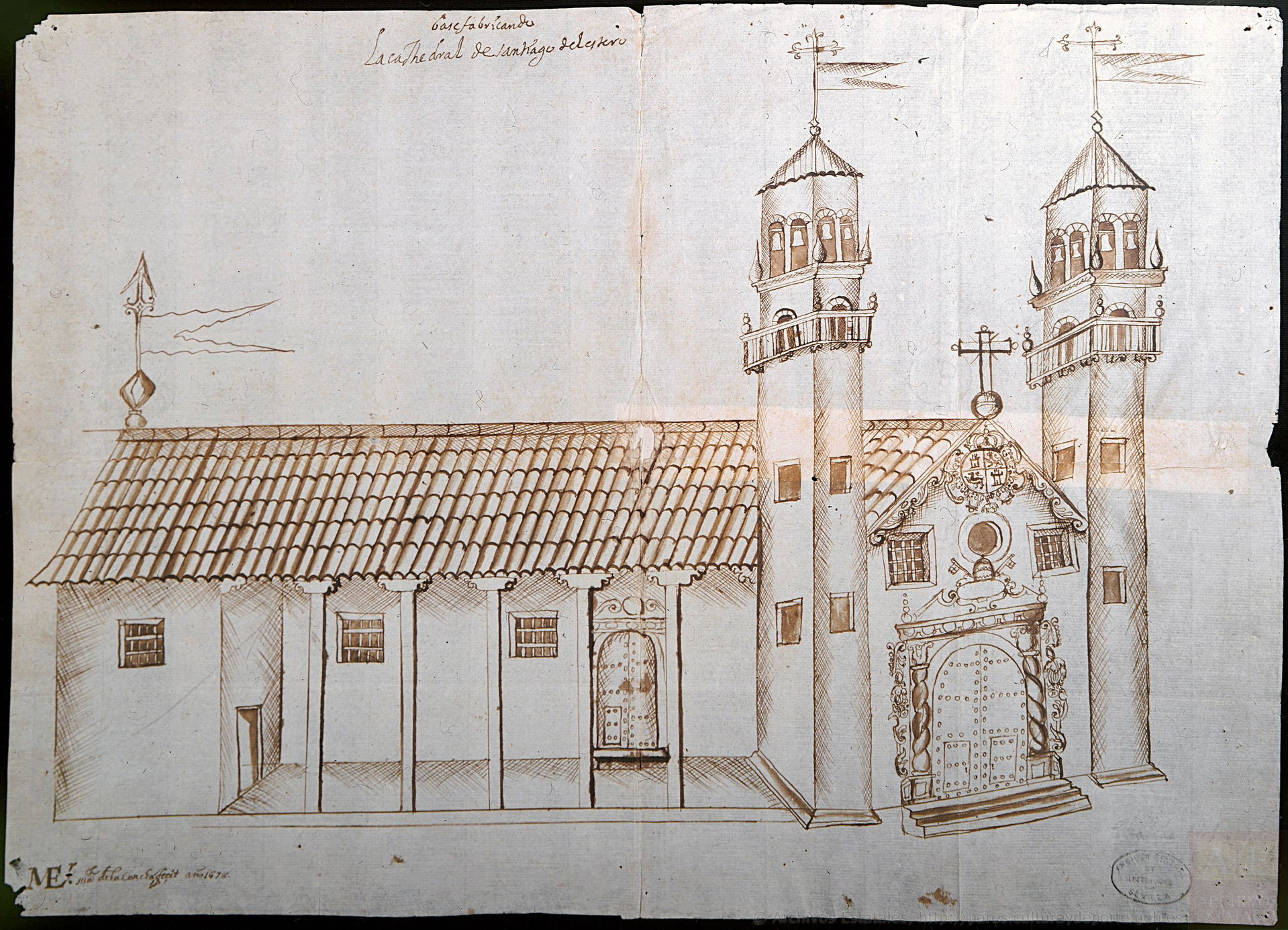 Vista de la portada y la fachada Norte de la catedral de Santia…