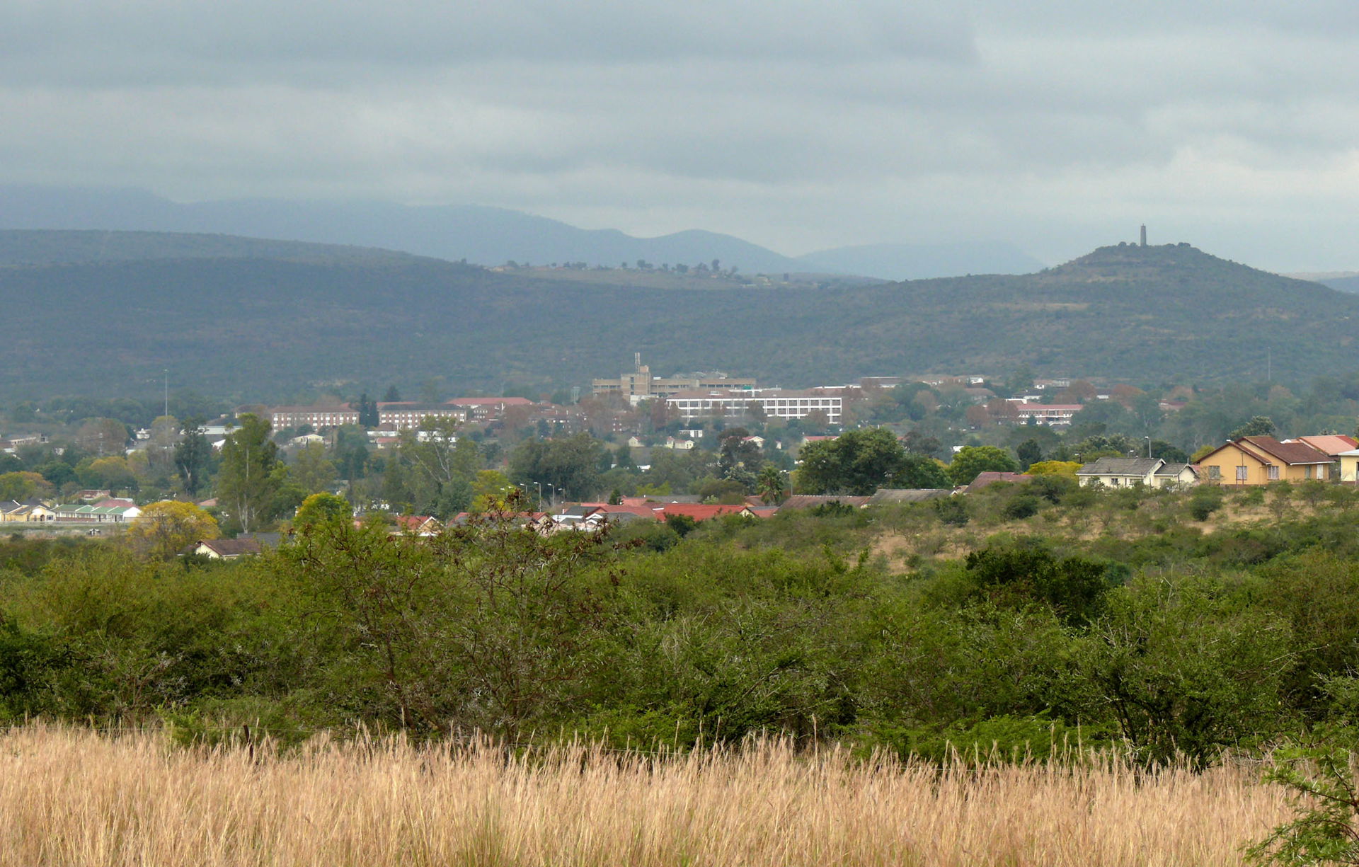 In the distance the buildings of the University of Fort Hare to…