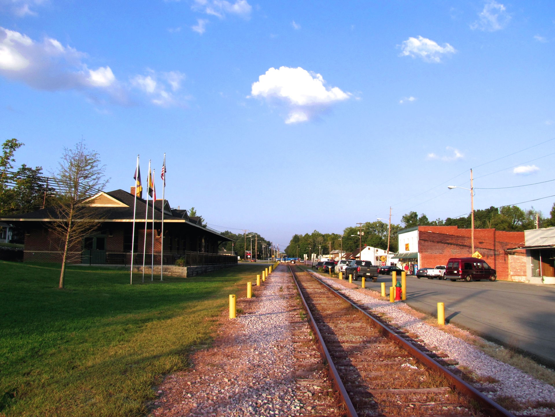 View along the railroad tracks and Broad Street in Baxter, Tenn…