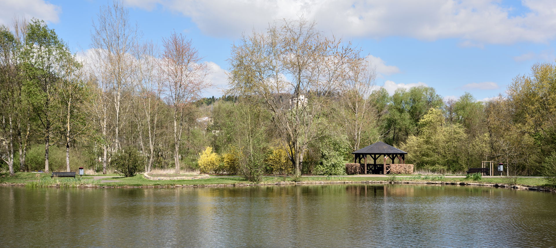 Urban park in Colmar-Berg, Luxembourg.