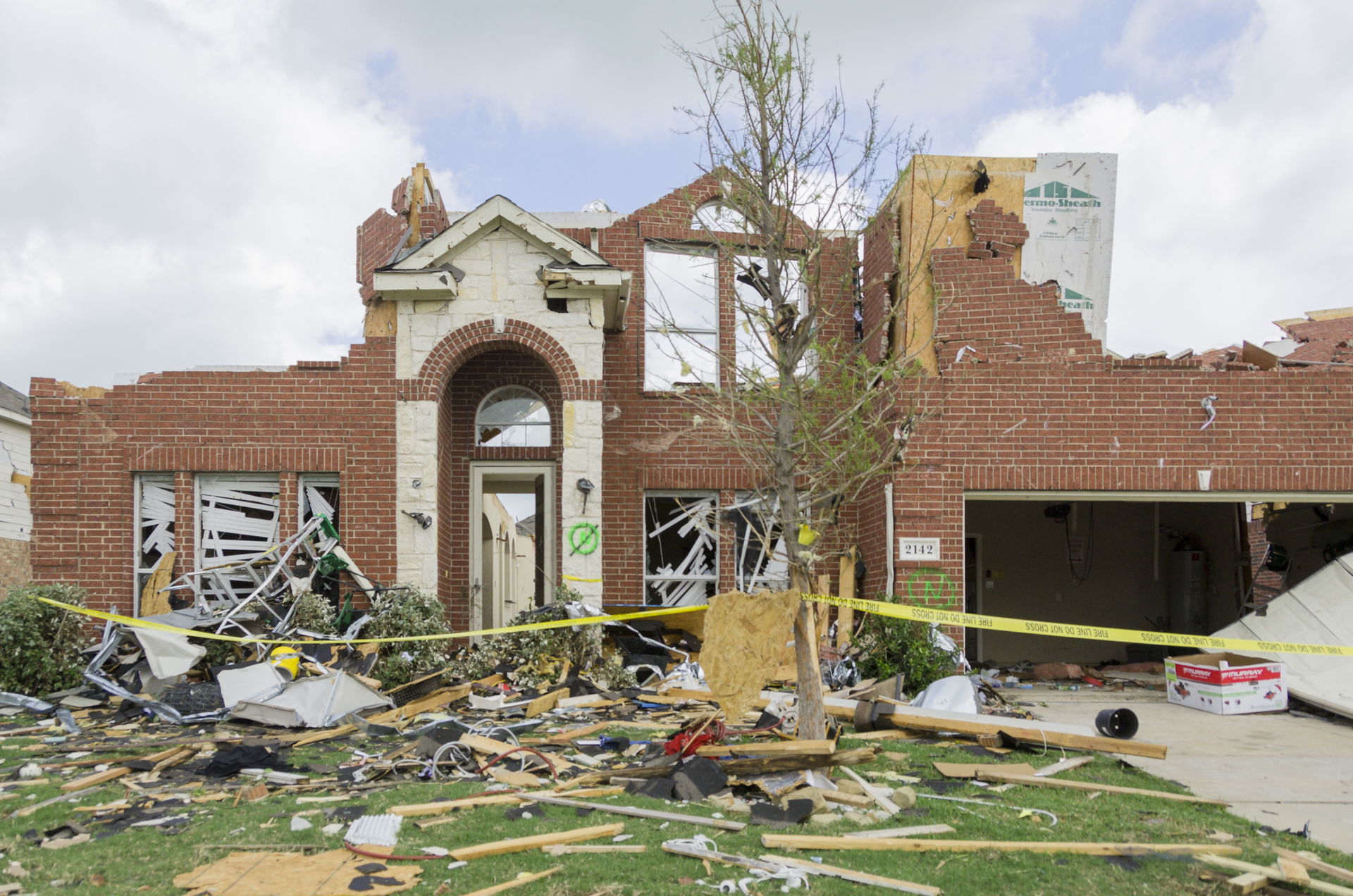 A home damaged by an EF3 tornado in Forney, Texas on April 3, 2…