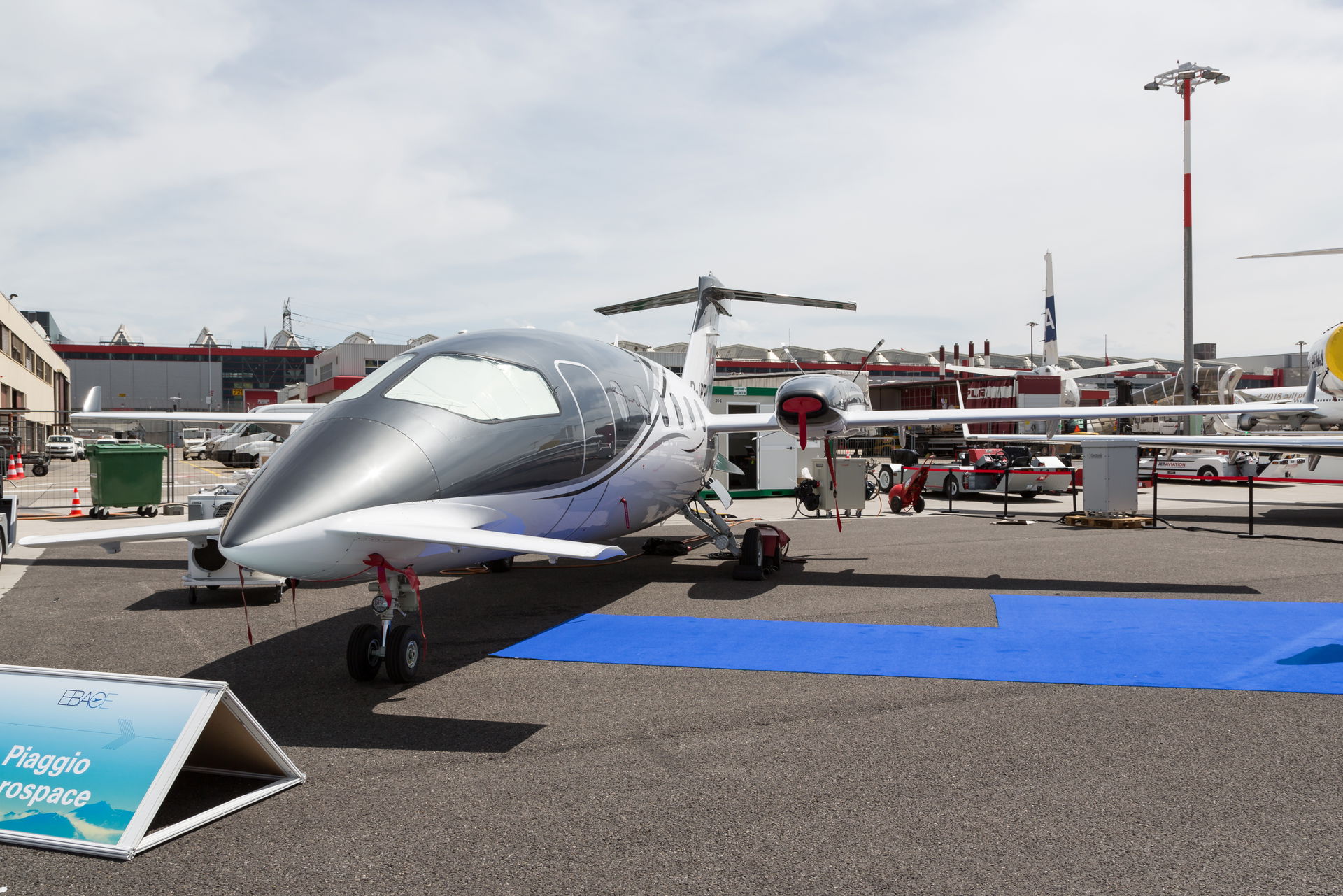Piaggio Avanti Evo on static display preview at EBACE 2018