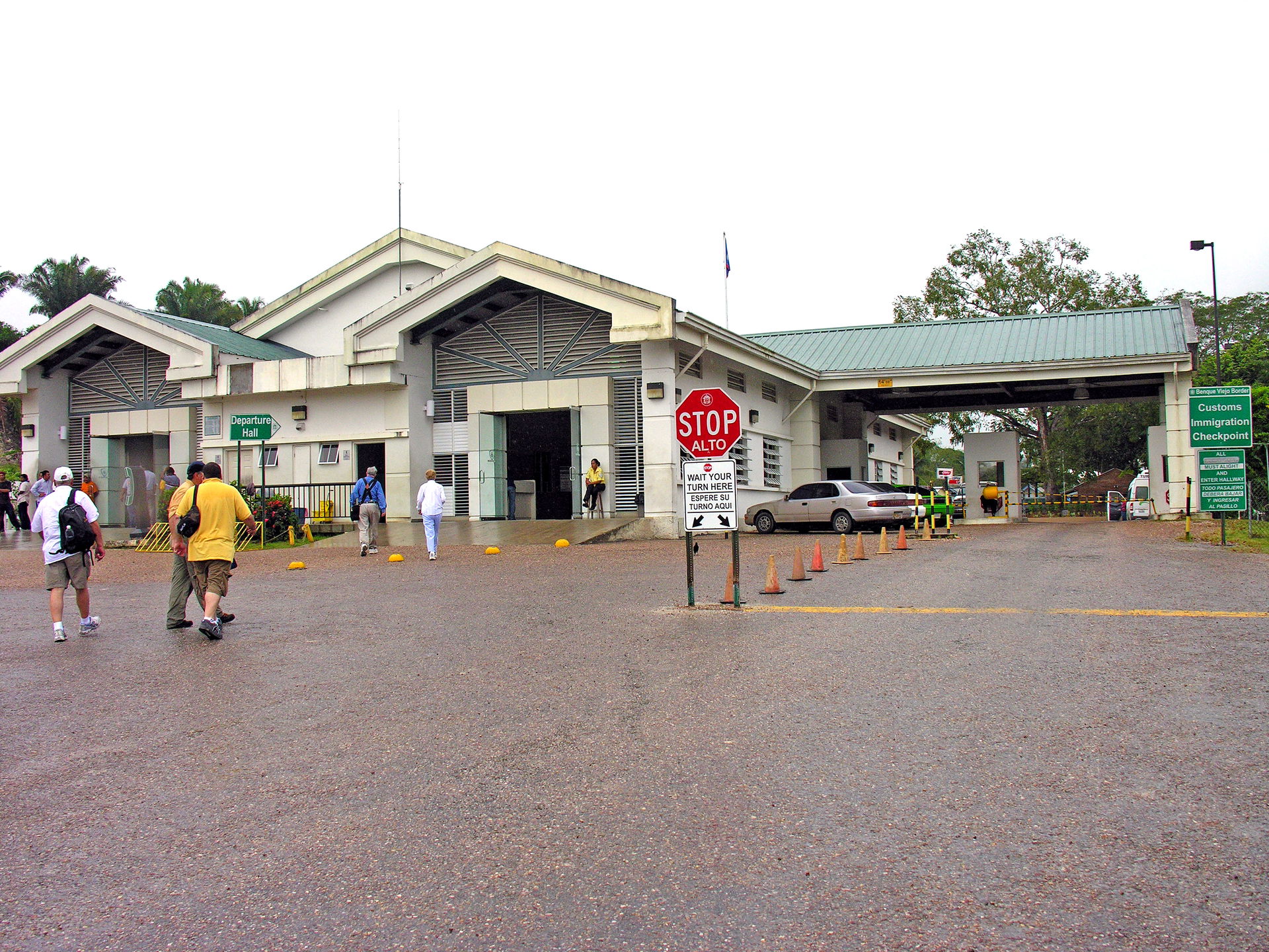 Departure Hall of Belize and the Border to Guatemala.