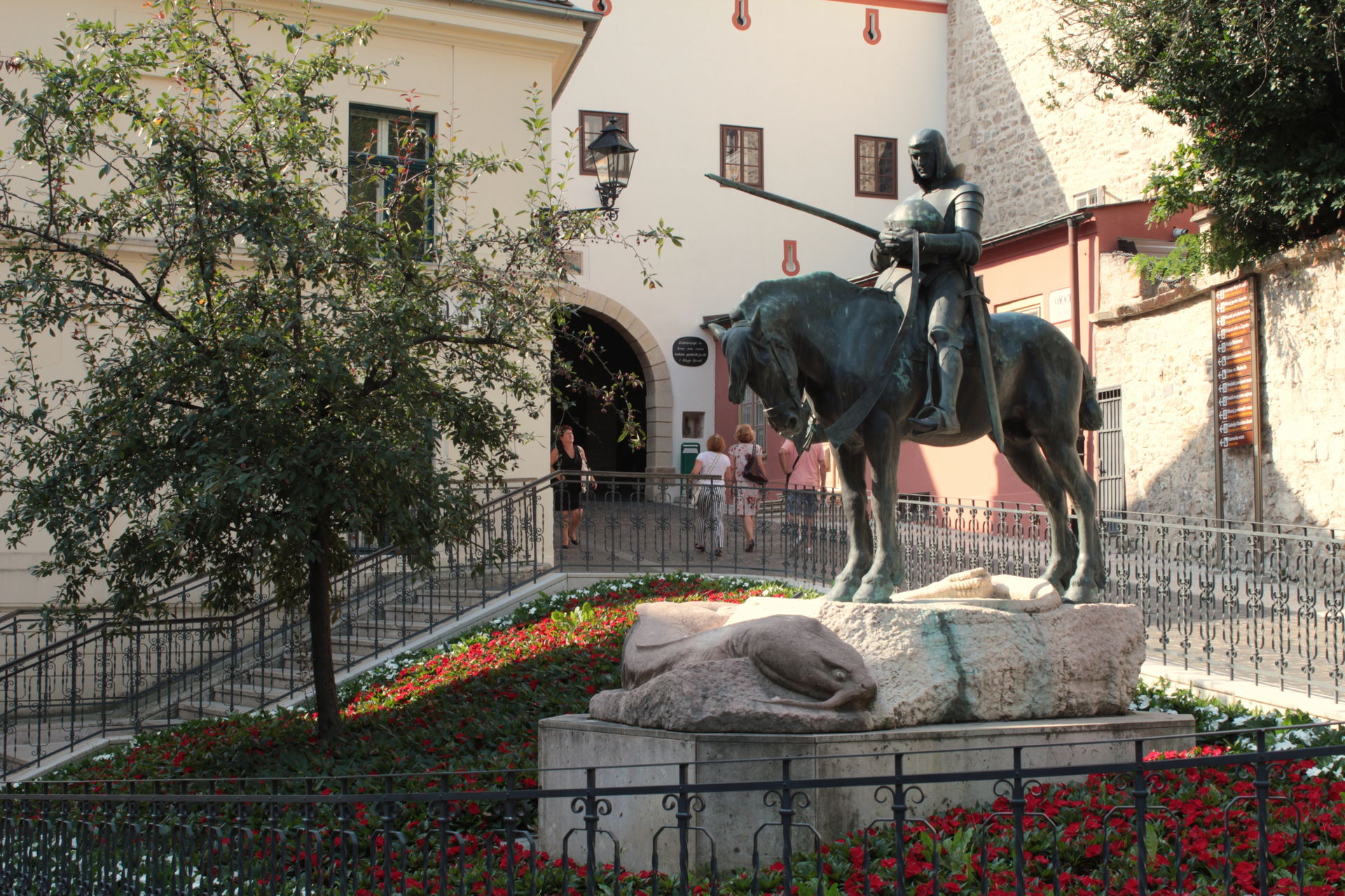 Statue of Saint George at the Stone Gate in Zagreb (Croatia).