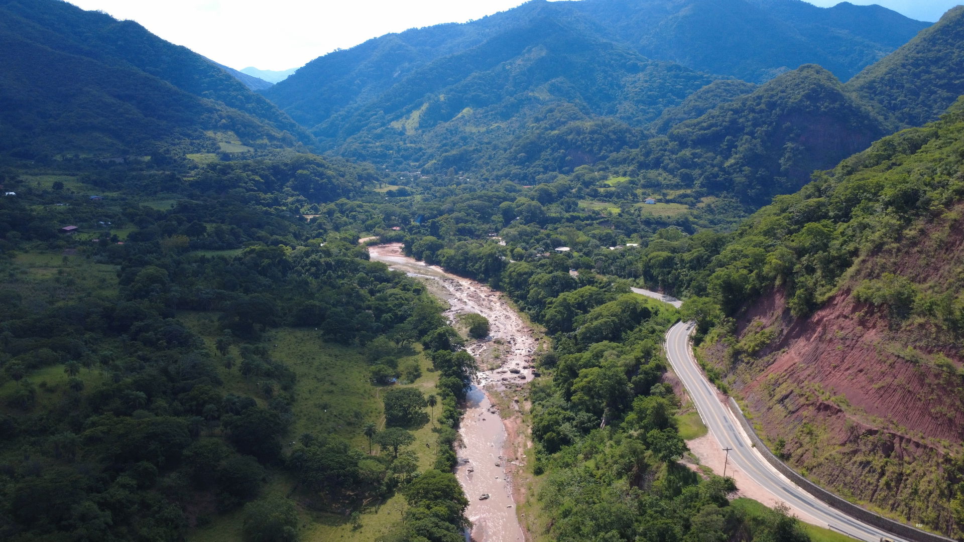 View of the Bermejo River and Route 7 near Bermejo, Florida, Bo…