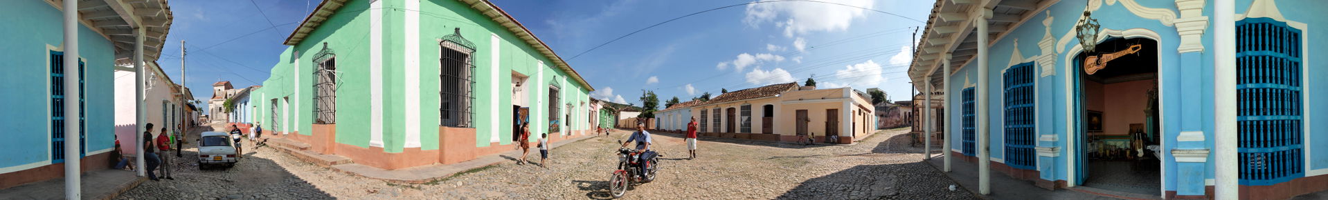 Street of Trinidad, Cuba. Stitched 360 degrees panoramic view.