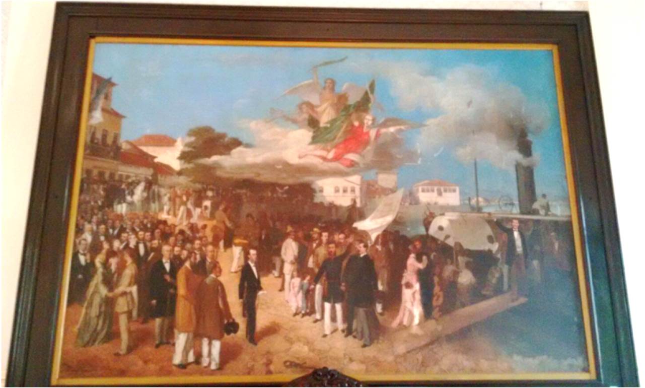 A Partida dos Voluntários Campistas em 1865" (Óleo sobre tela -…
