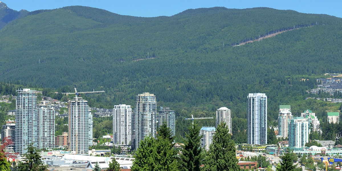 Skyscrapers in the Town Centre area of the city of Coquitlam, w…