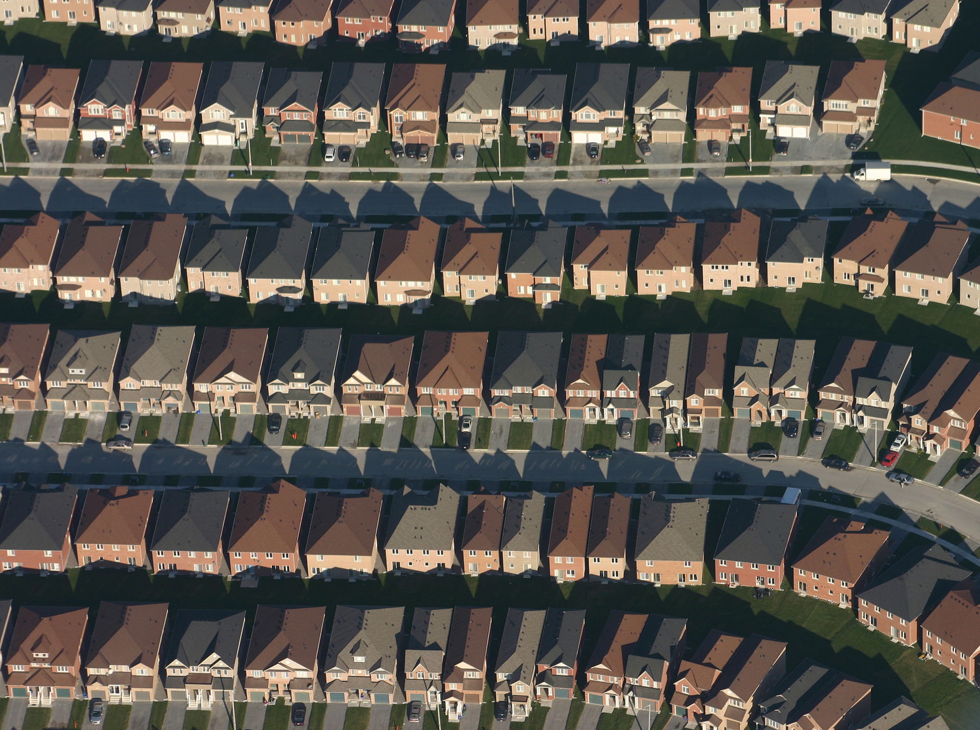 An aerial view of housing developments near Markham, Ontario. P…