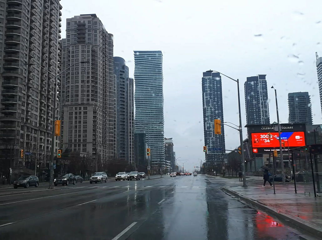 Burnhamthorpe Road in Mississauga City Centre