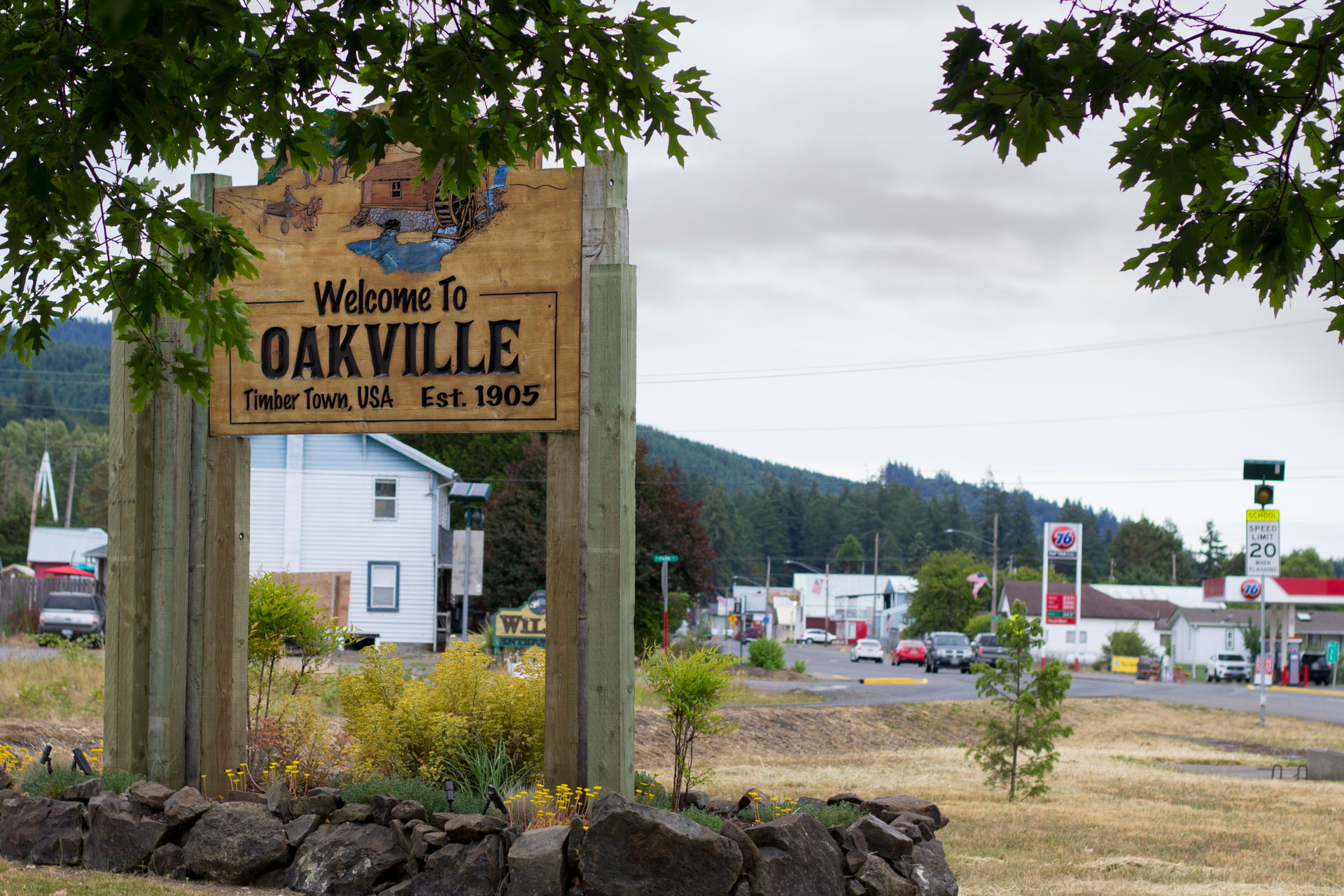 The city of Oakville, Washington as seen when approaching from …