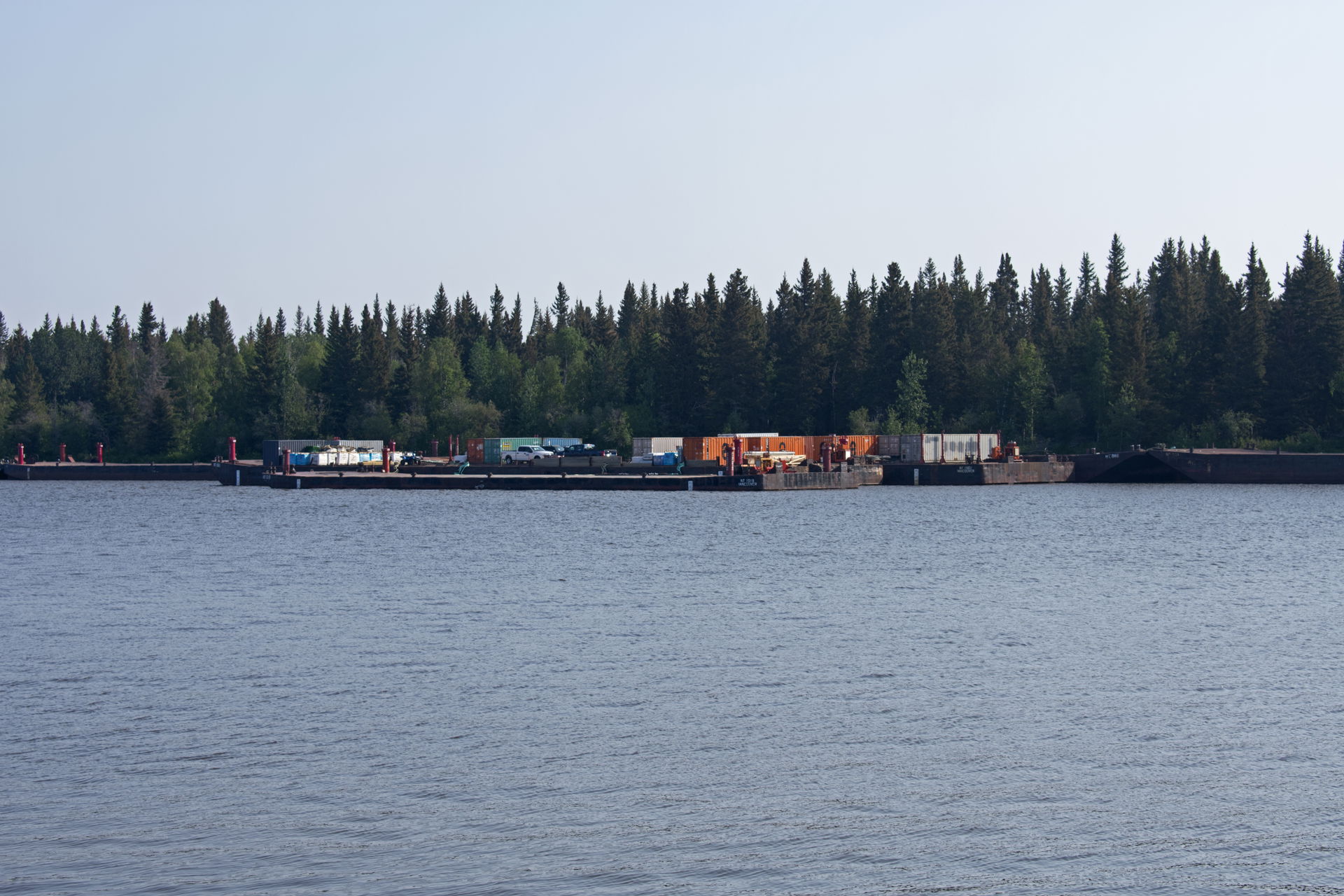 The Hay River (east channel) in Hay River, NT. Visible are whar…