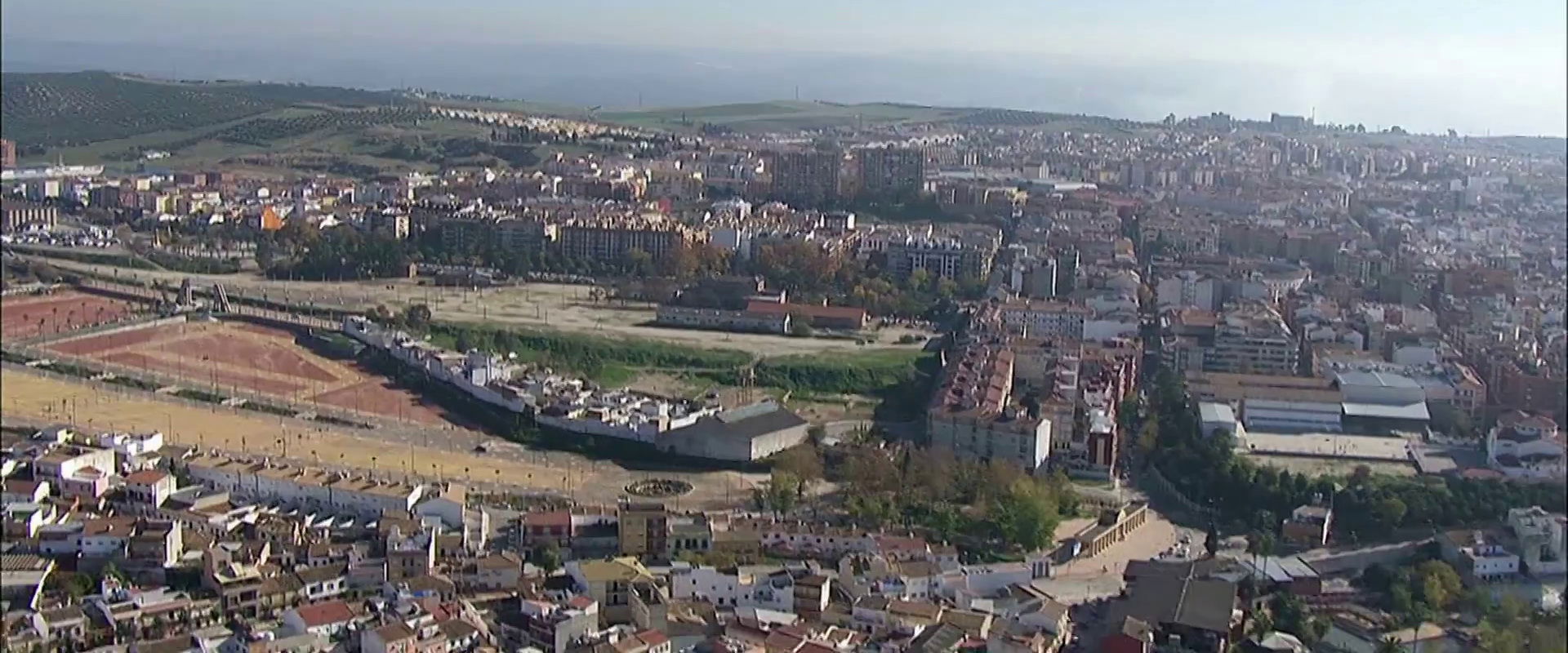 Aerial view of Linares fairgrounds (Andalusia, Spain)