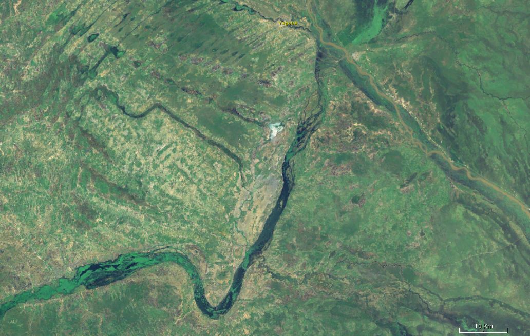 The Lake Fianga (center) with the Logone in the east and the ca…