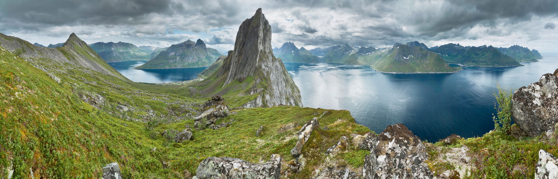 A panoramic view from a ridge located between Segla and Hesten …