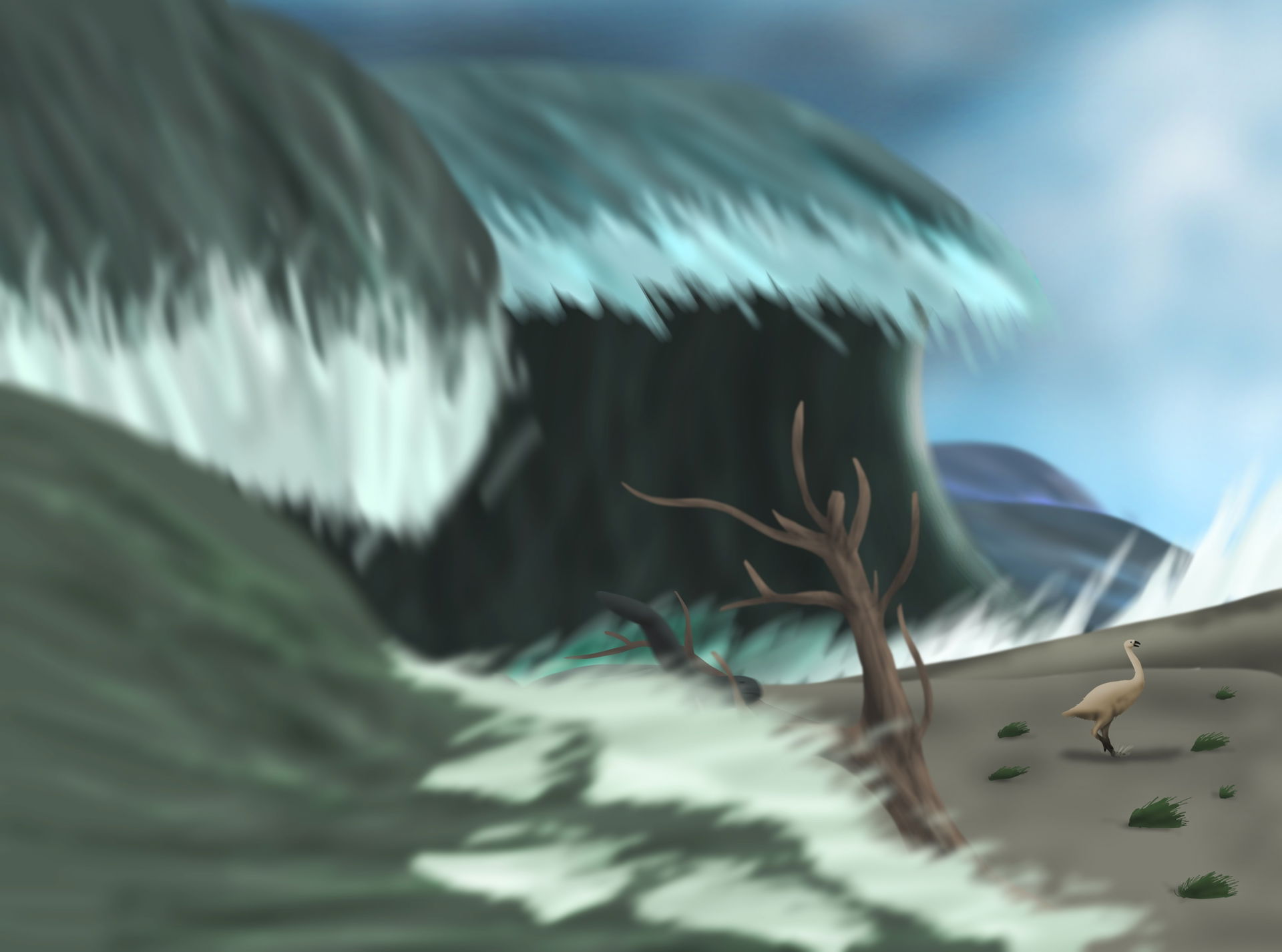 Mega tsunami caused by the Eltanin impact, hitting the east coa…