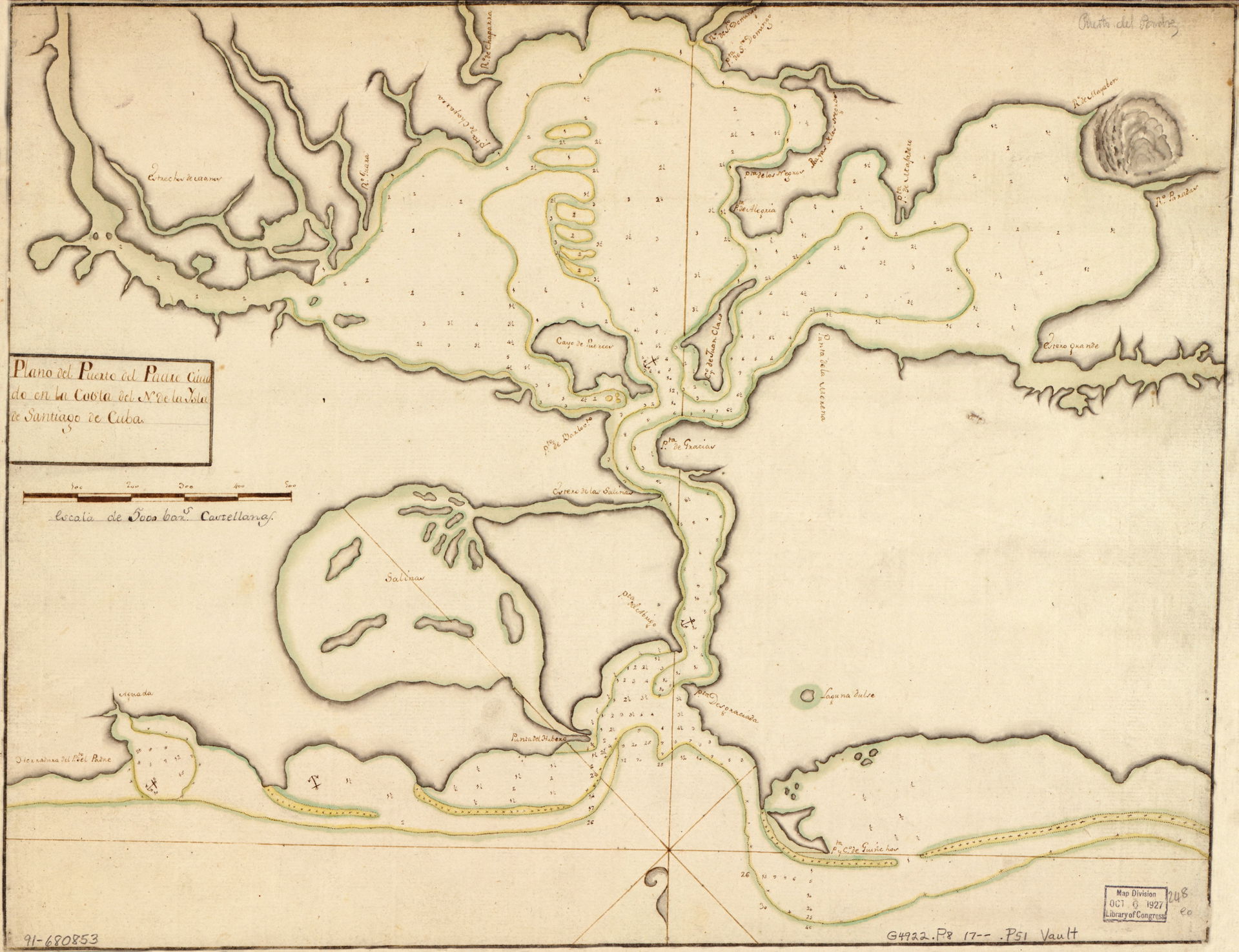 Relief shown by shading. Depths shown by soundings. Oriented wi…