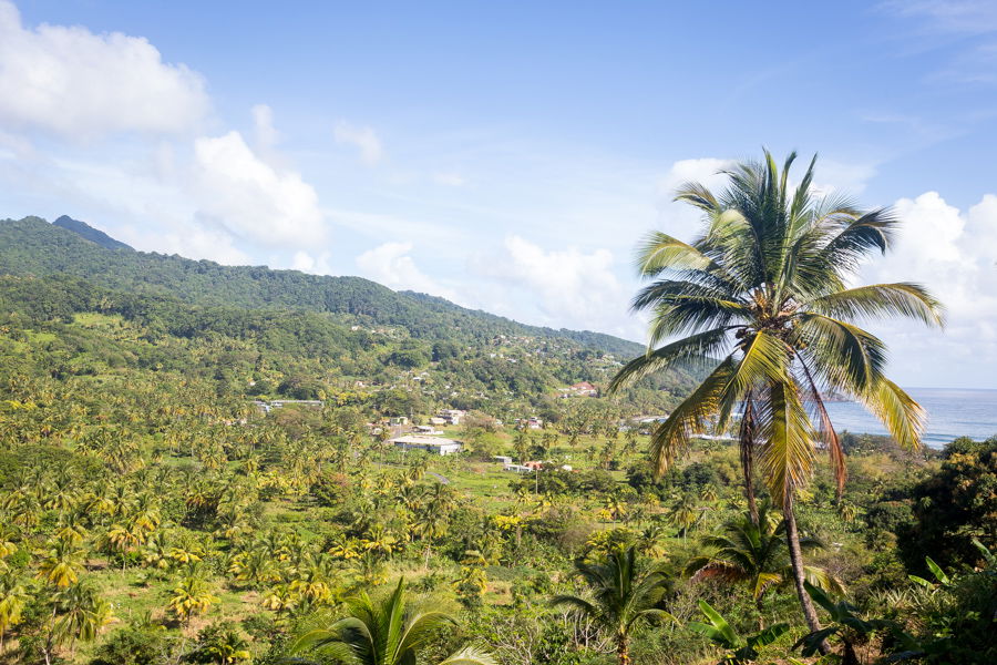 The village Castle Bruce at the east coast of Dominica