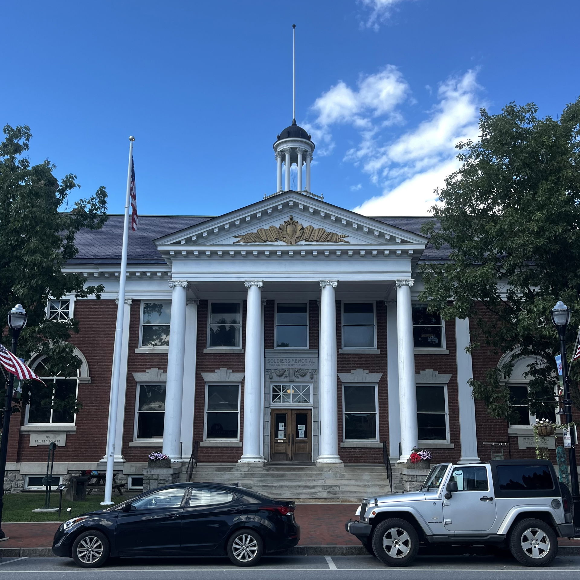 The town hall of Stowe, Vermont in August 2024.