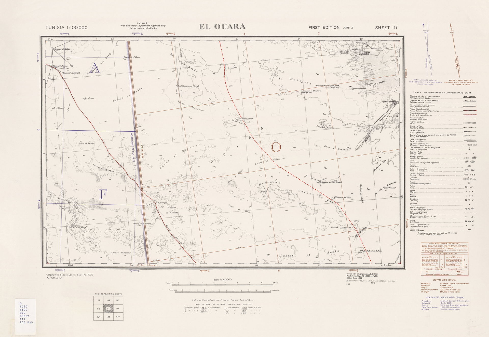El Ouara - Sheet 117, 1:100,000 (2.6 MB) - Tunisia, Series 4226…