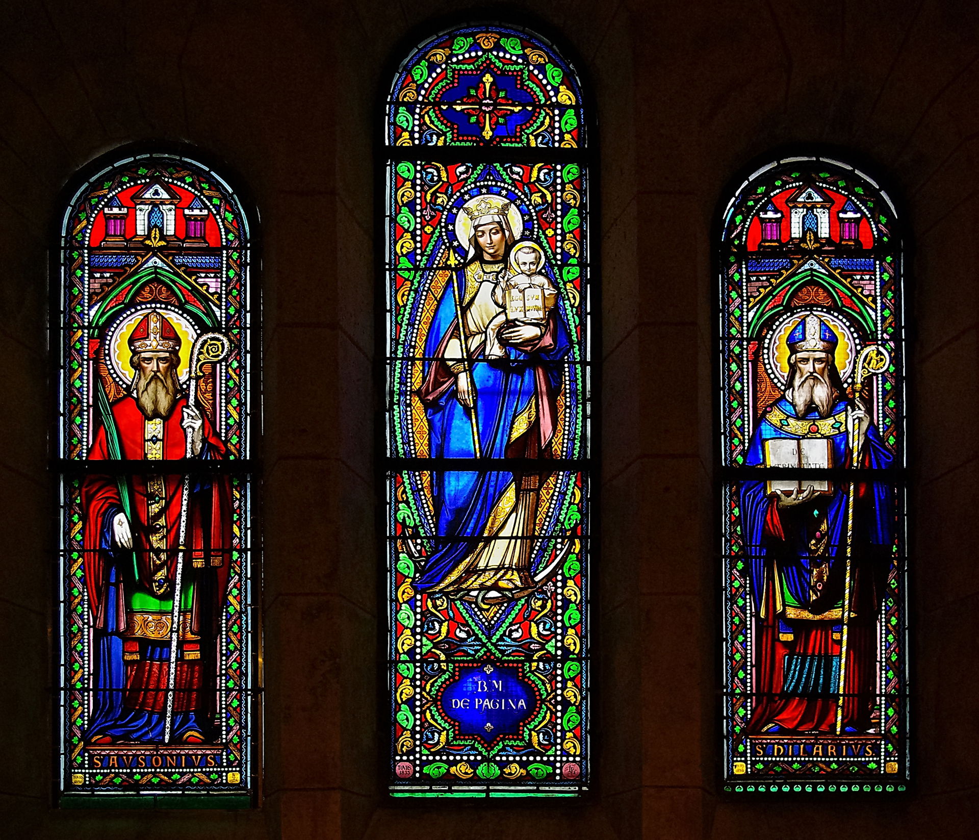 Three stained glass-windows of the 19th century chapel preserve…
