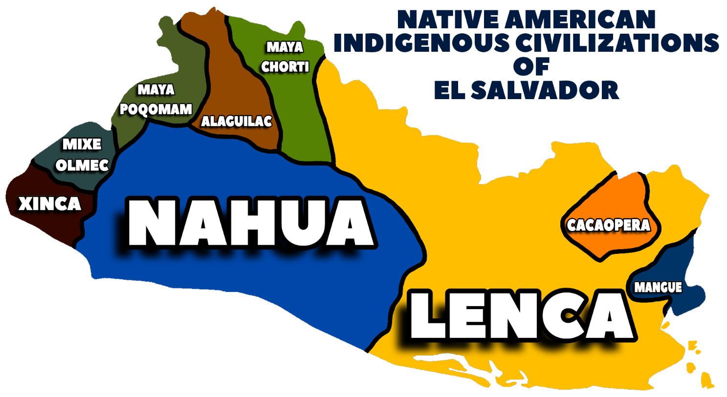 Map of nine Native American indigenous groups of El Salvador in…