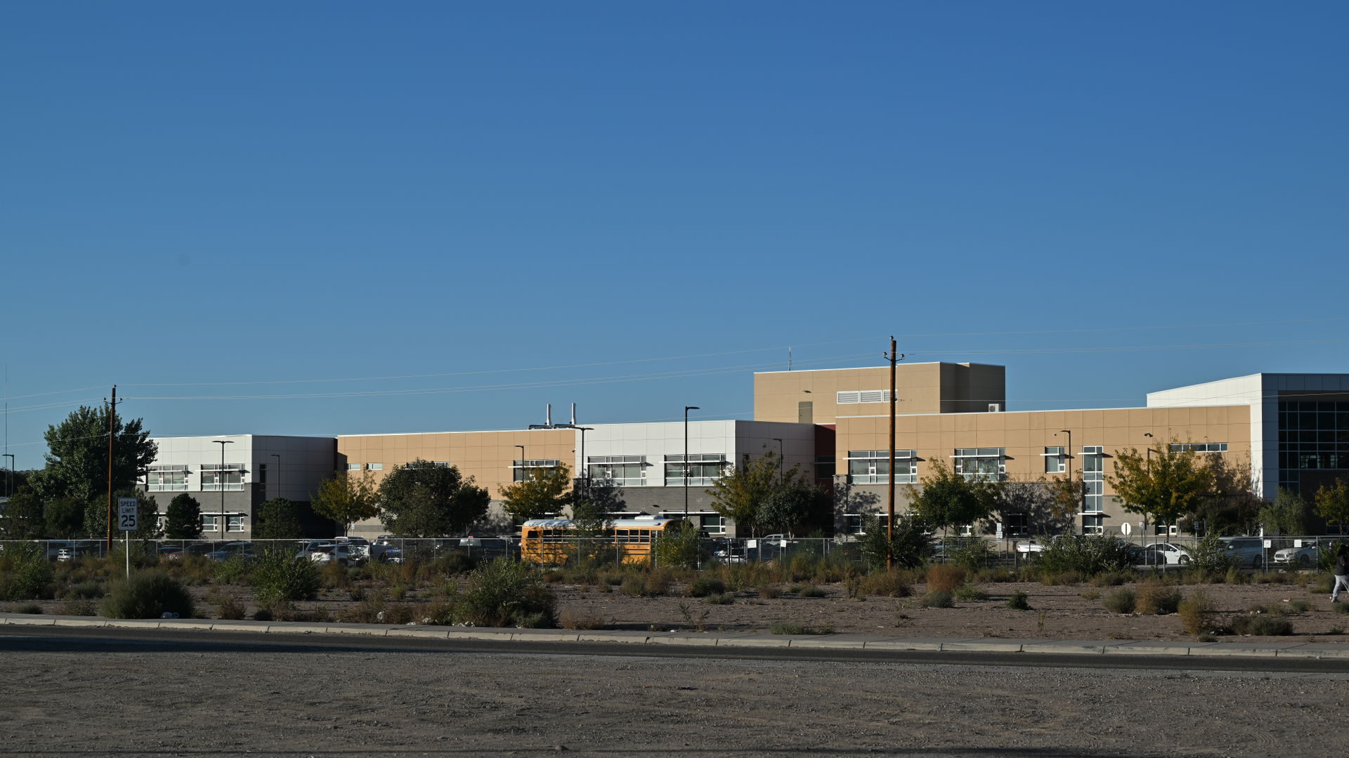 One side of Bernalillo High School as seen from outside the sch…