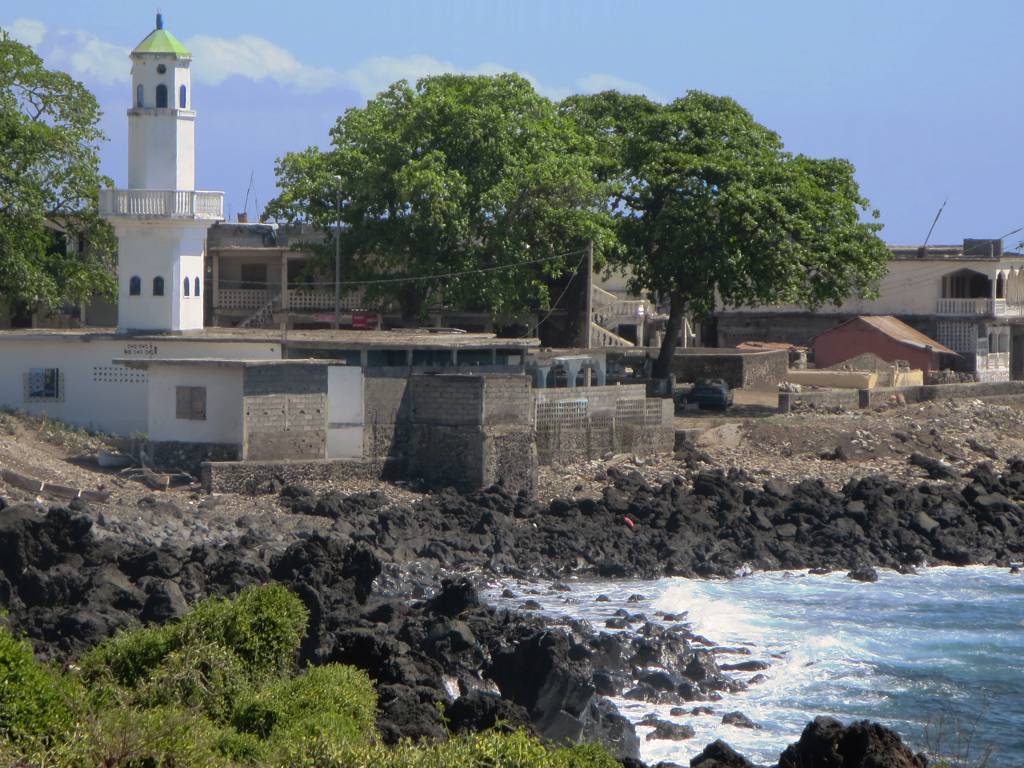 The old town of Foumbouni is near the southeast end of Grande C…
