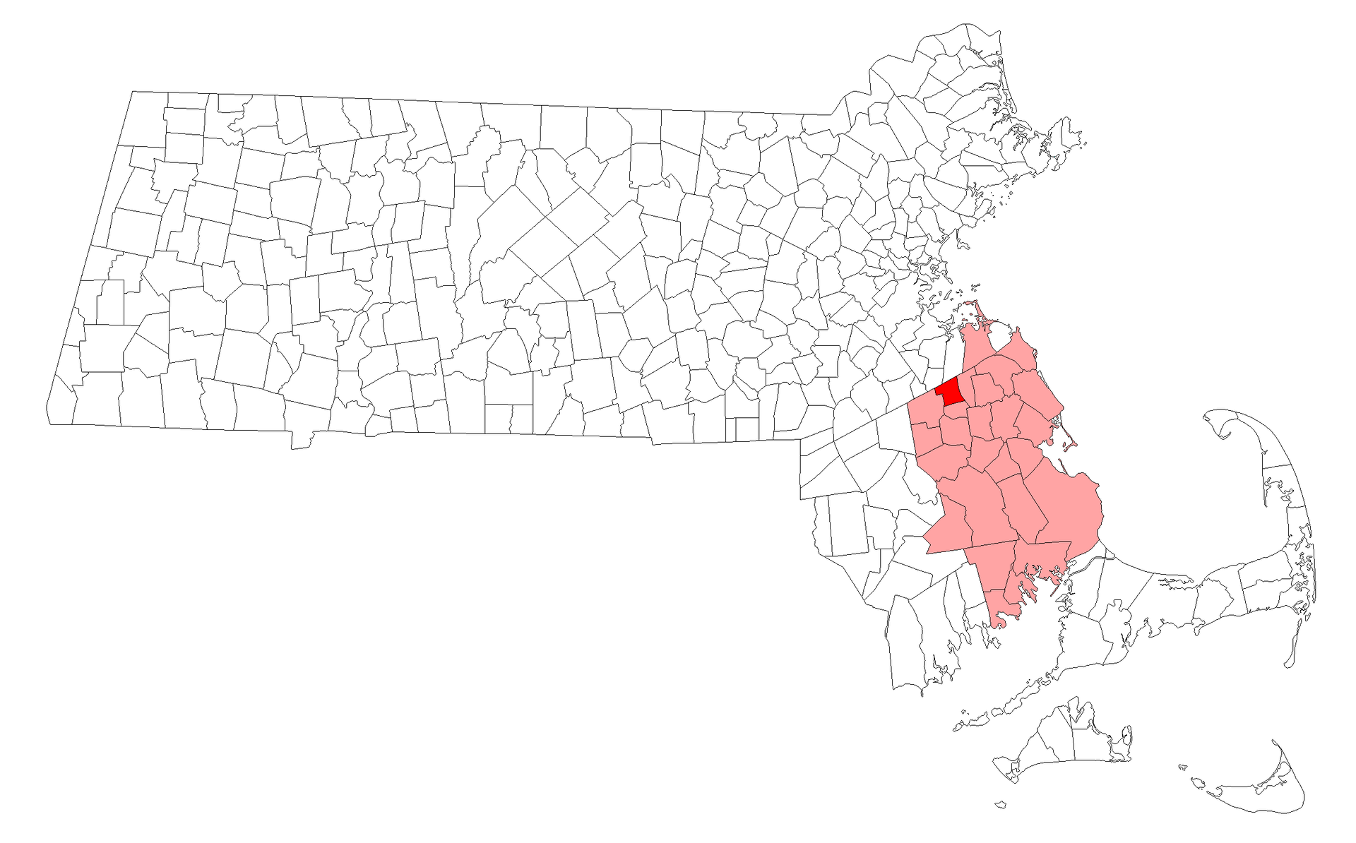 The location of Abington, Massachusetts on a map of the state o…