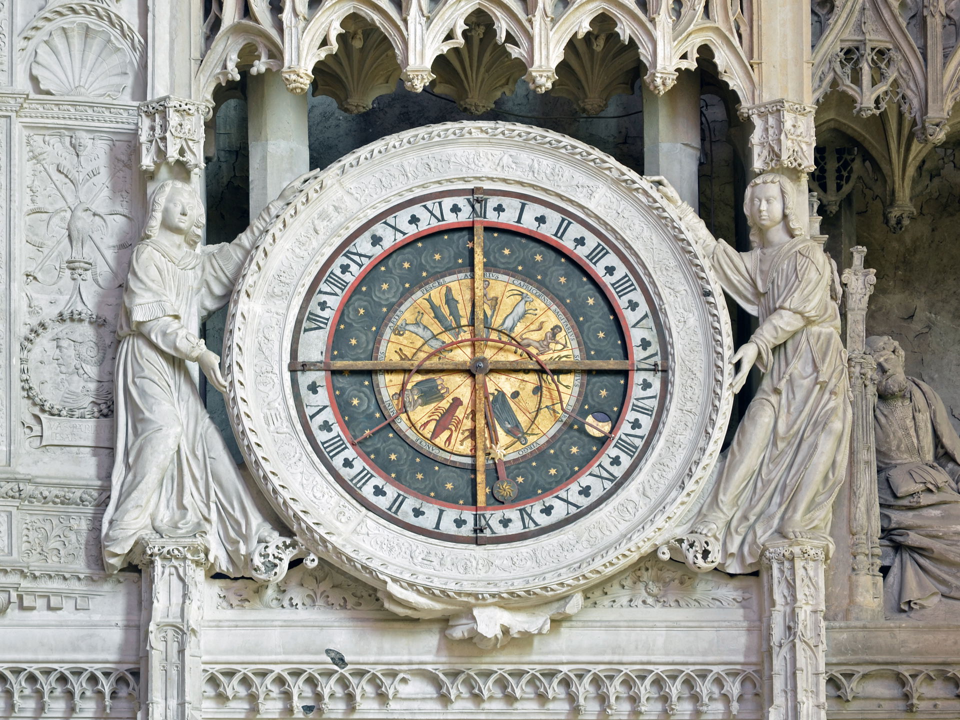Interior astronomical clock in the ambulatory of Chartres Cathe…