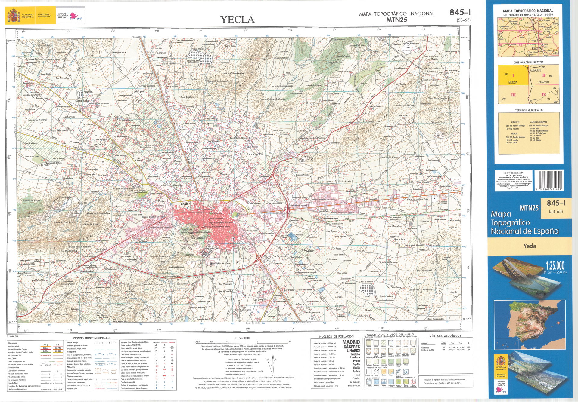 Fragment 0845c1 of the National Topographic Map of Spain in 201…