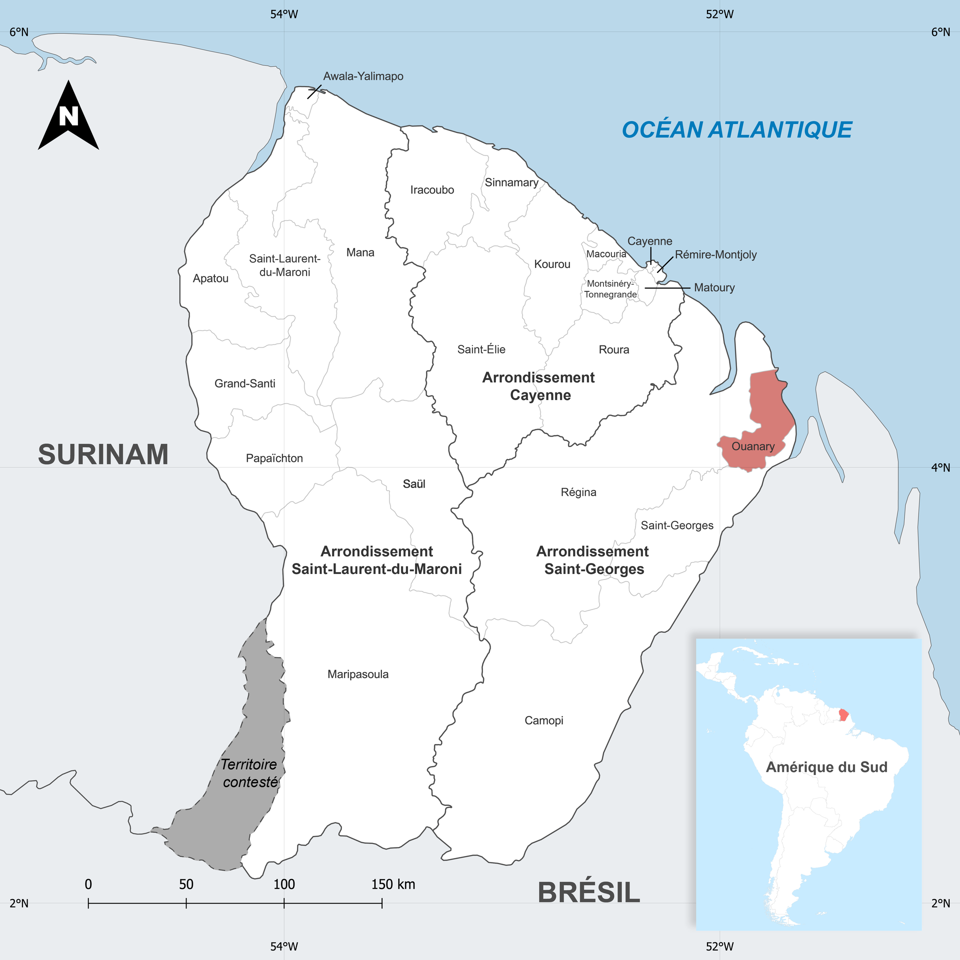 Locator Map of the Ouanary commune in French Guiana. This is th…
