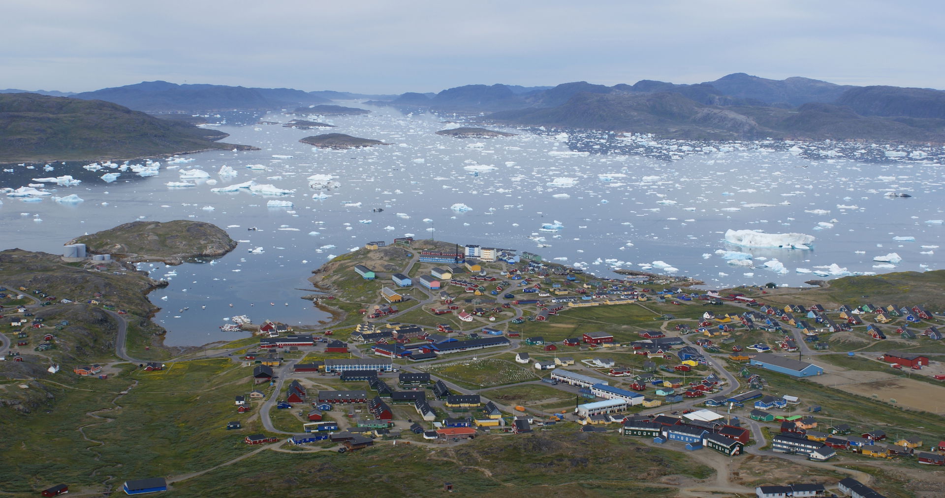 Narsaq, a major settlement in Kujalleq, southern Greenland, pho…
