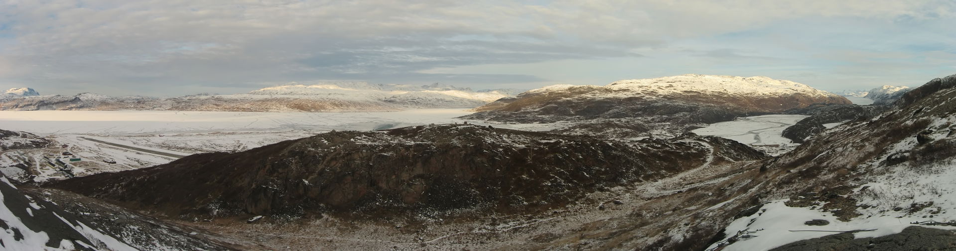 View over parts of Narsarsuaq and Narsarsuaq Airport from signa…