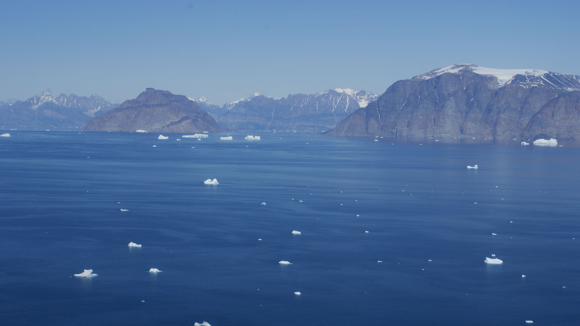 The central part of Uummannaq Fjord, Greenland. Aerial photogra…