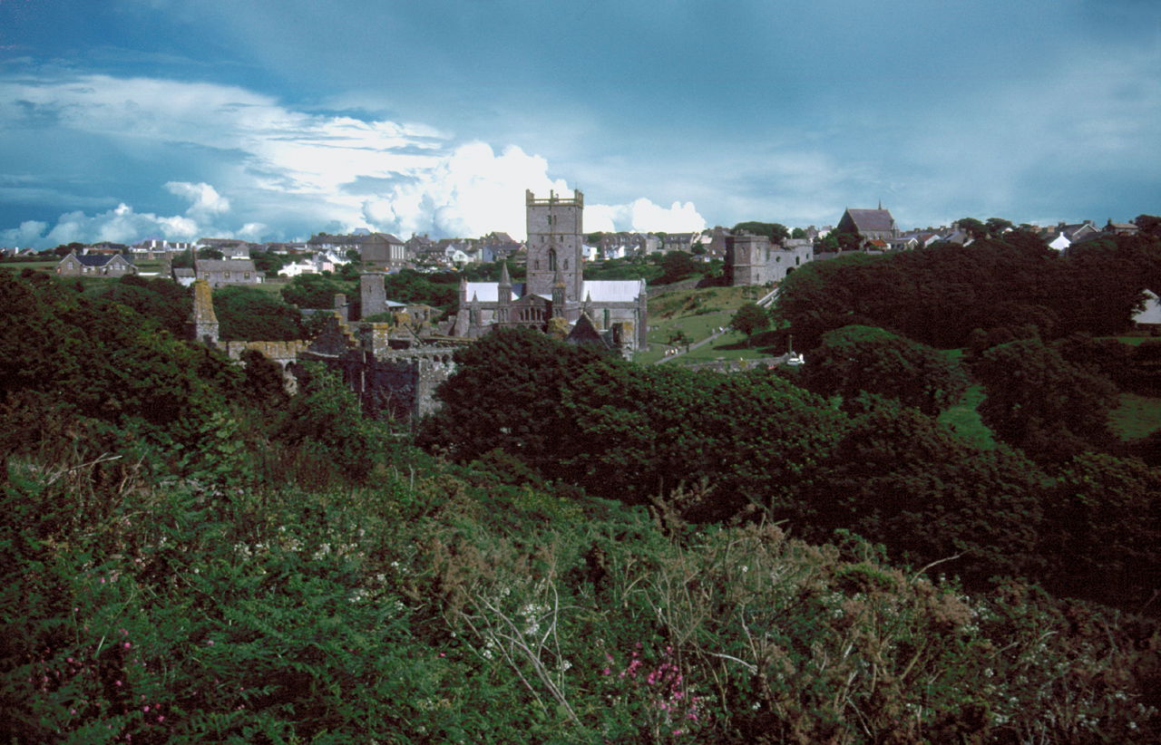 Village of St David's and Cathedral of Saint David's, located i…